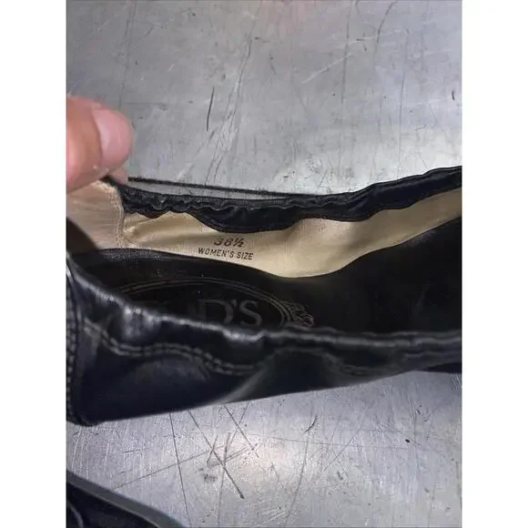 Tods Black & Tan Two Tone Patent Leather Ballet Flats Slip On Size 38.5 Womens - Picture 6 of 9